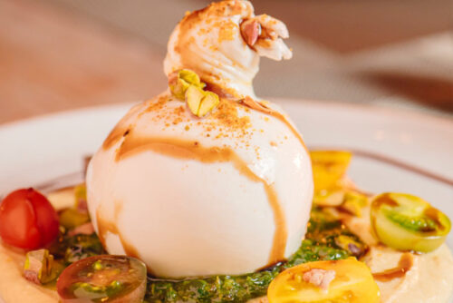 Burrata crema de garbanzos